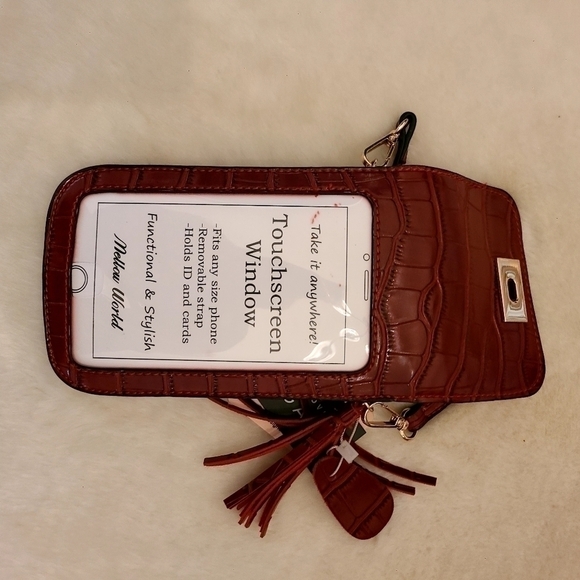 NWOT Red FAUX CROCODILE LEATHER CROSSBODY BAG, purse - Picture 3 of 5